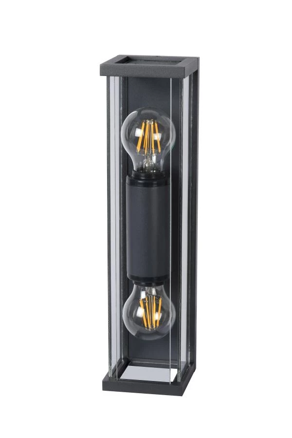 Lucide CLAIRE - Wandlamp Binnen/Buiten - 2xE27 - IP54 - Antraciet - uitgezet
